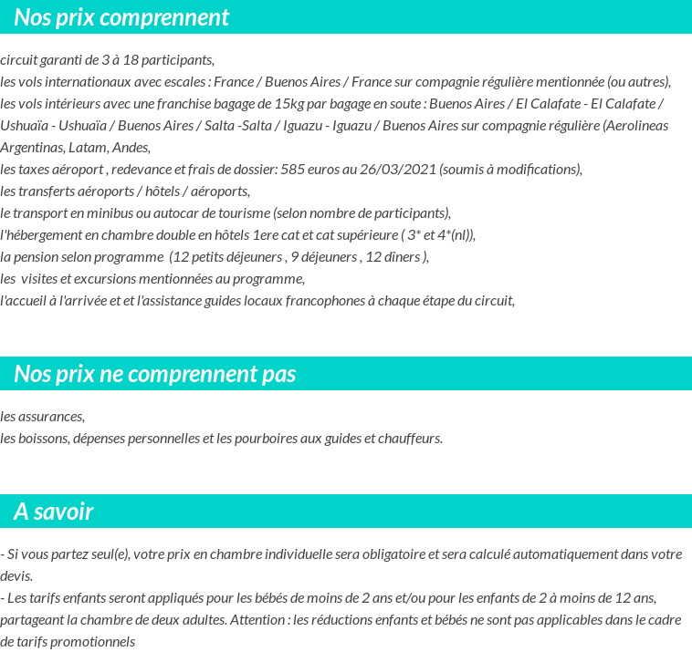 Conditions tarifaires