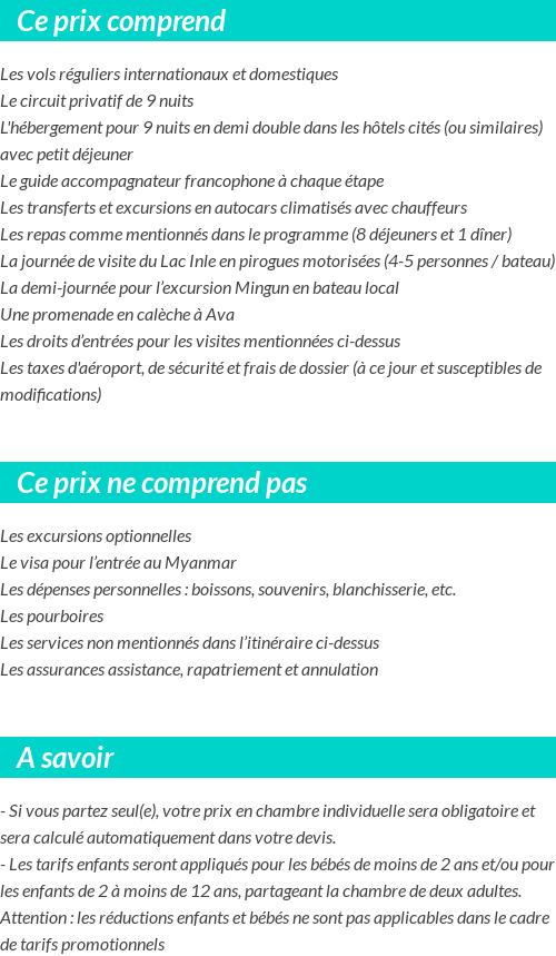 Conditions tarifaires