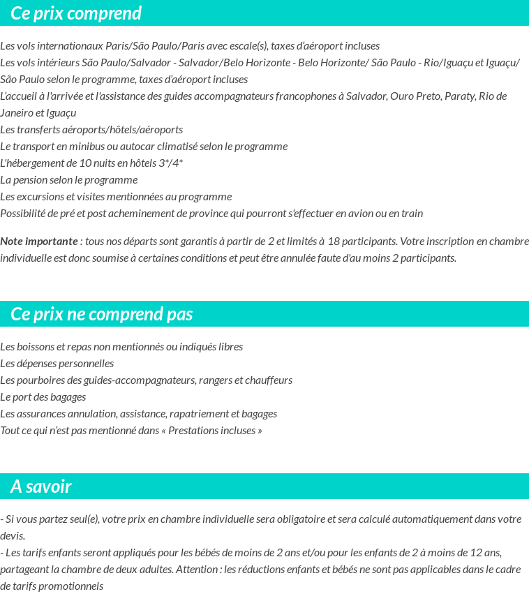 Conditions tarifaires