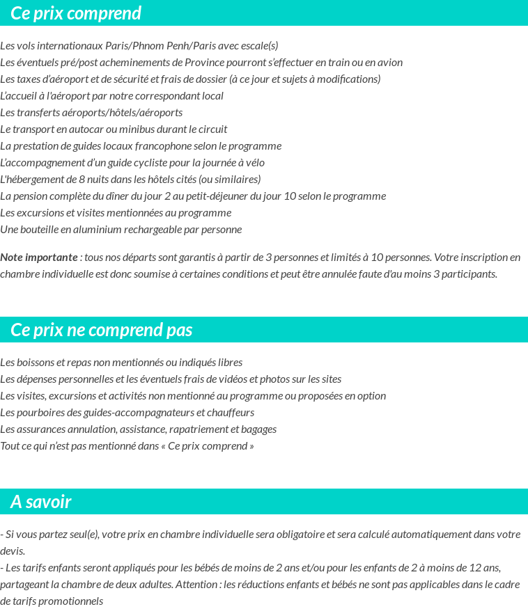 Conditions tarifaires