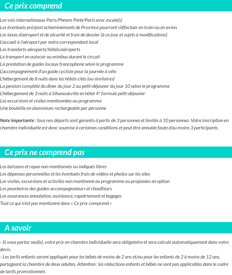 Conditions tarifaires