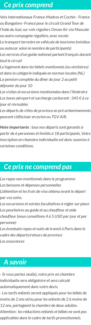 Conditions tarifaires