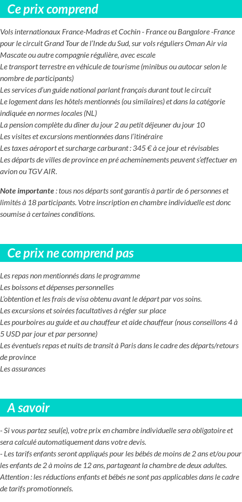 Conditions tarifaires