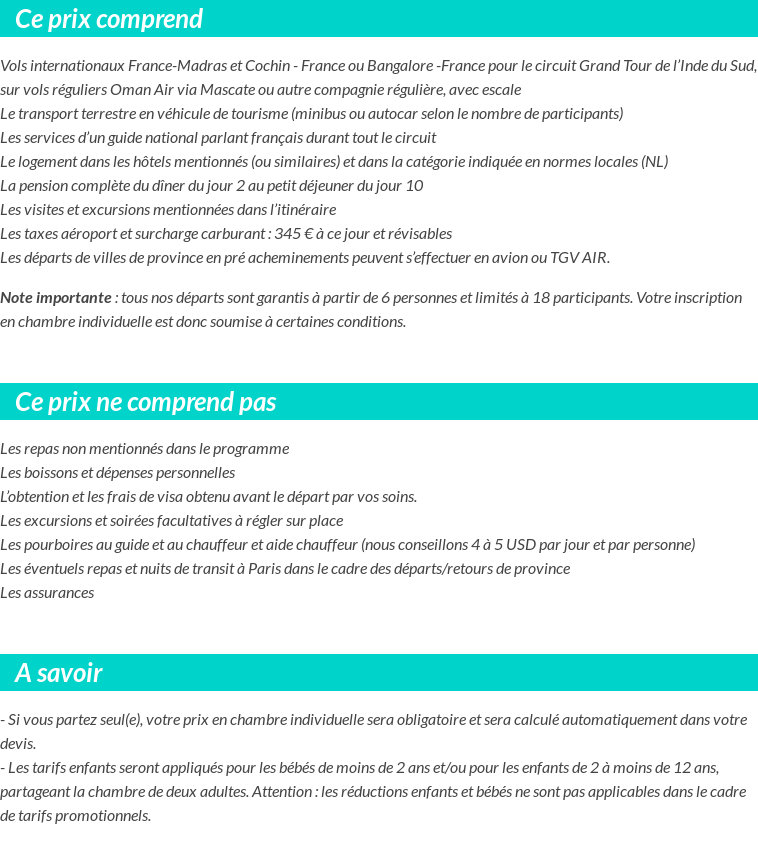 Conditions tarifaires