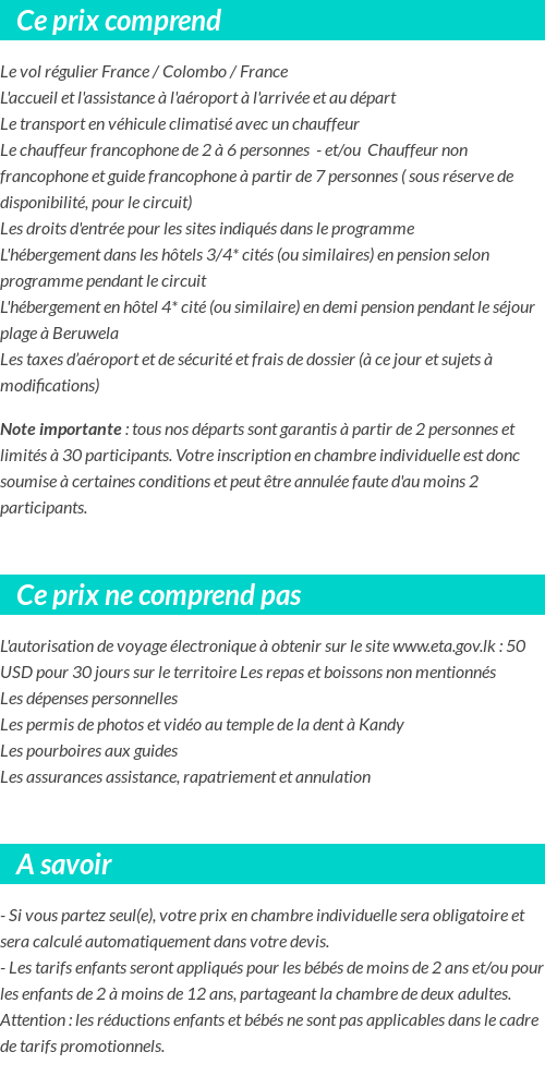 Conditions tarifaires