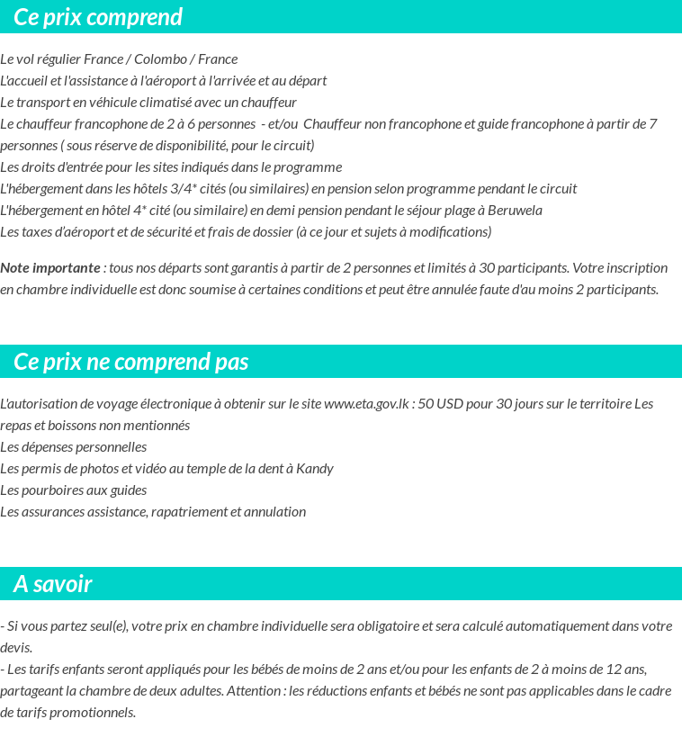 Conditions tarifaires
