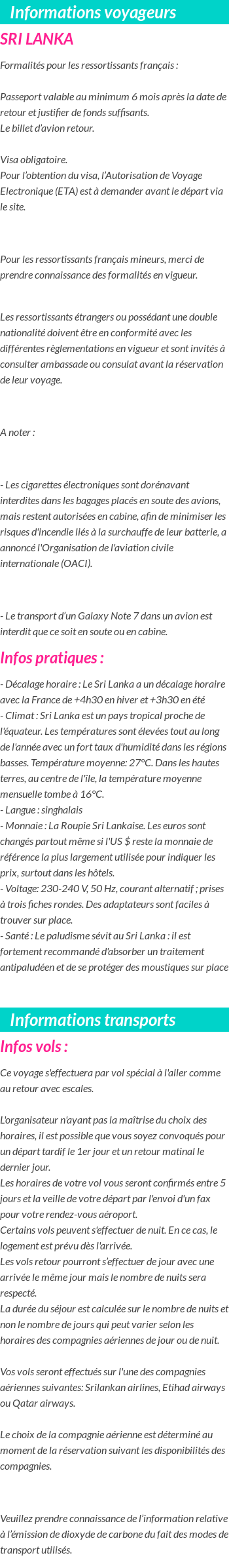 Formalités et infos voyageurs
