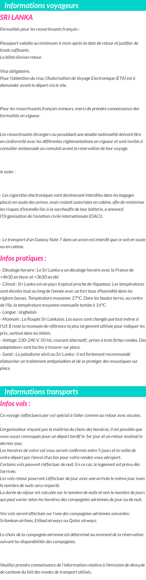 Formalités et infos voyageurs
