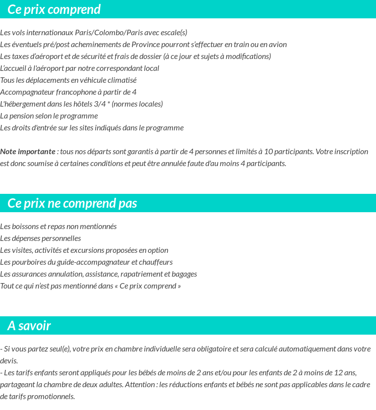 Conditions tarifaires