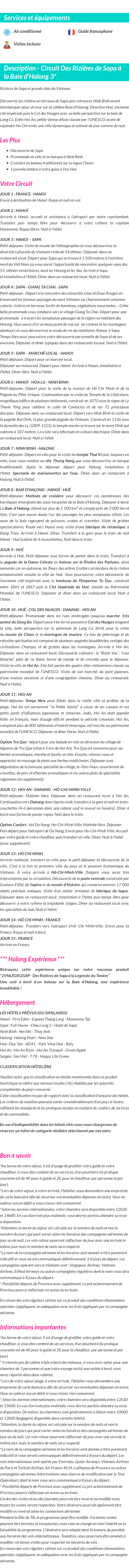 Détails du séjour