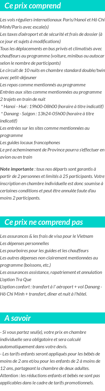 Conditions tarifaires