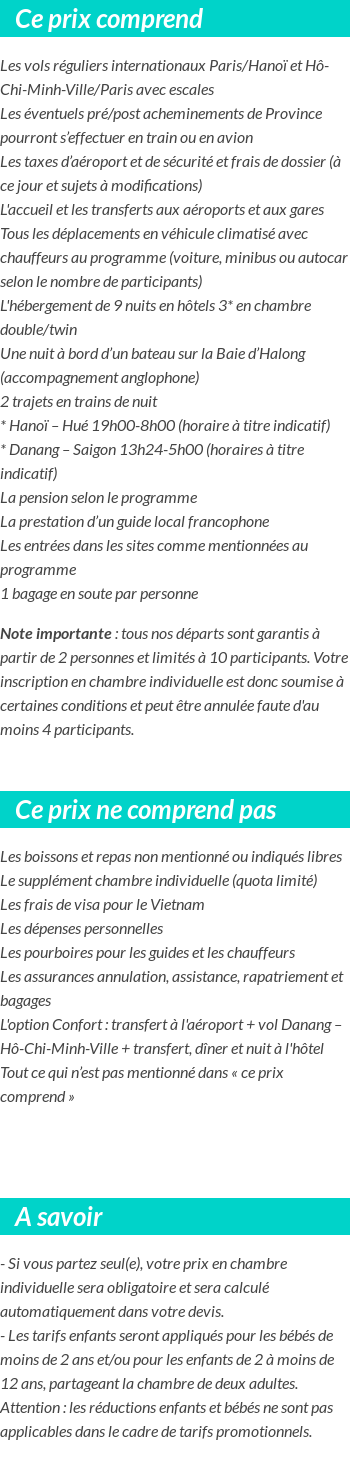 Conditions tarifaires