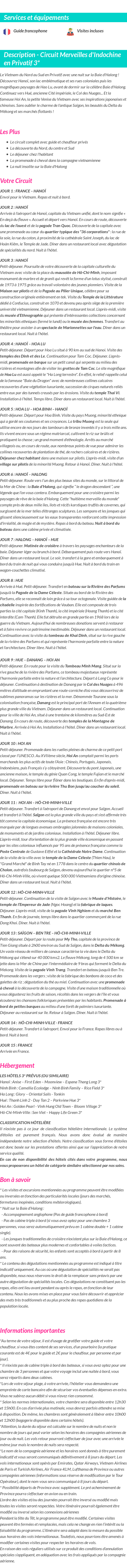 Détails du séjour