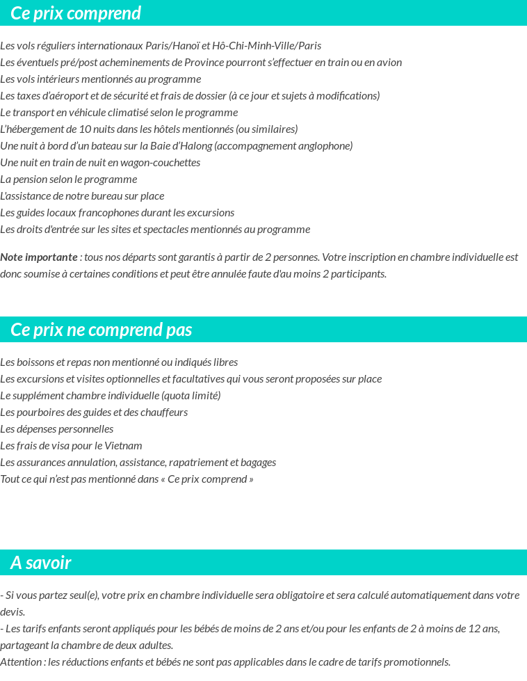 Conditions tarifaires