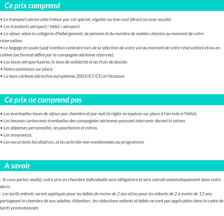 Conditions tarifaires