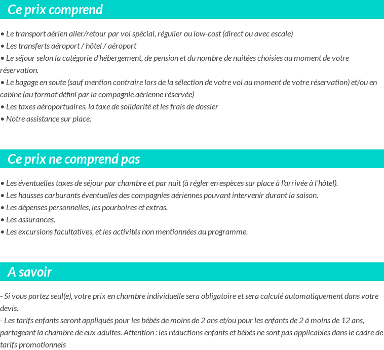 Conditions tarifaires