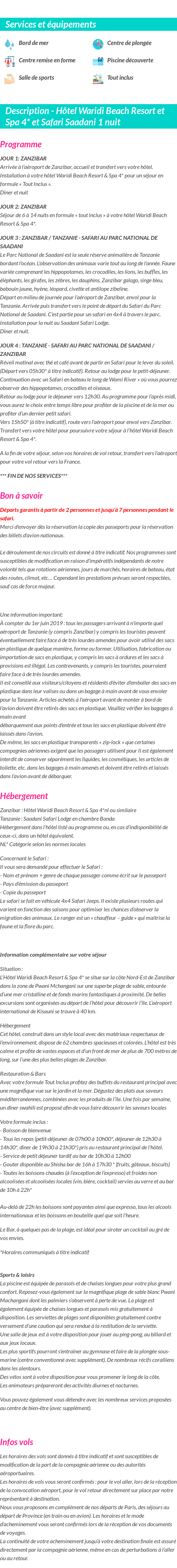 Détails du séjour