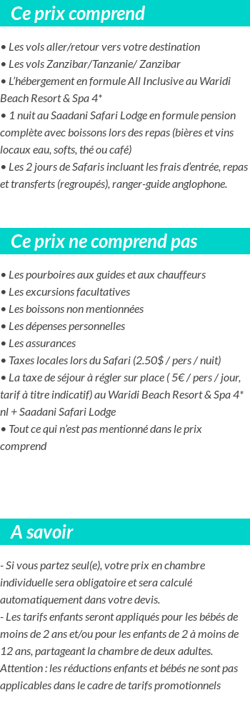 Conditions tarifaires