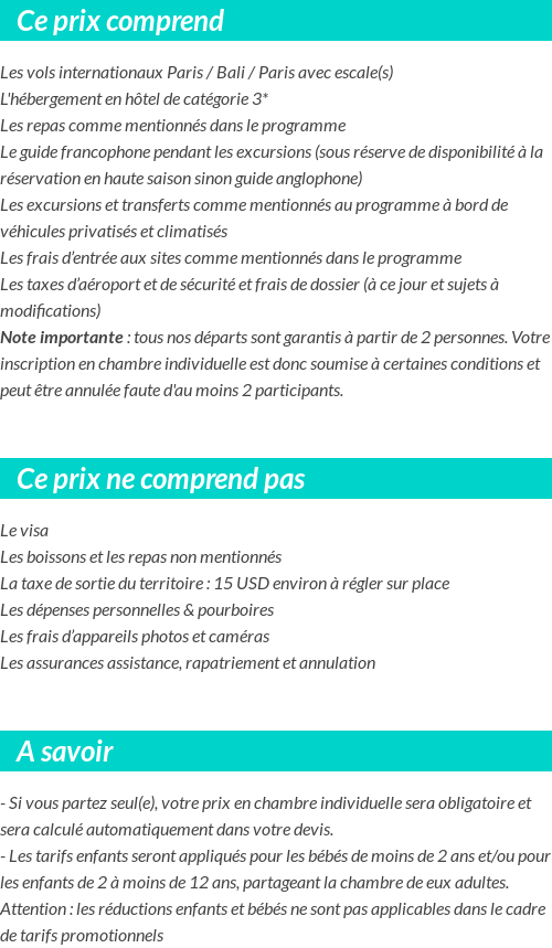 Conditions tarifaires