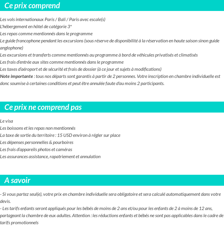 Conditions tarifaires