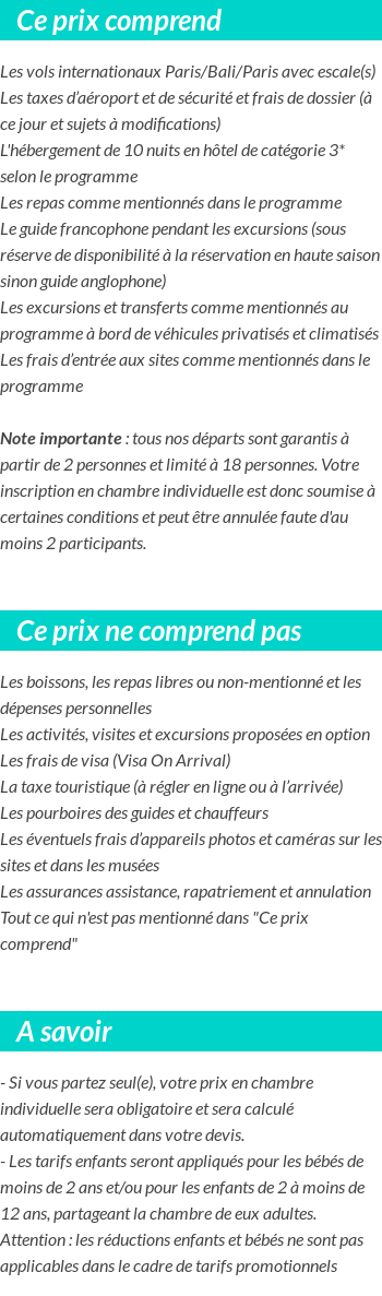 Conditions tarifaires