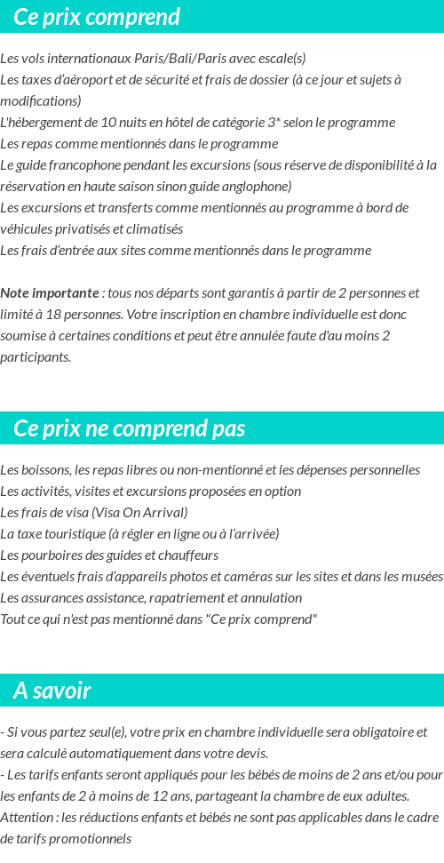 Conditions tarifaires