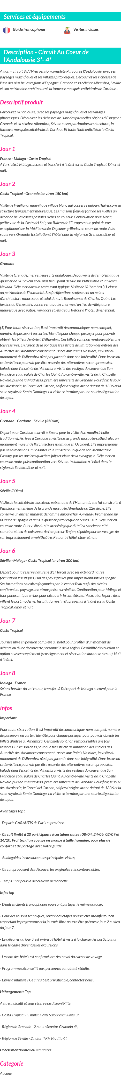 Détails du séjour