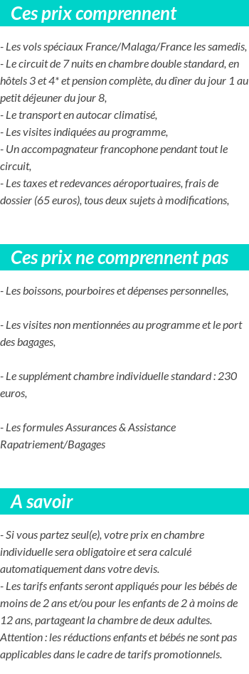 Conditions tarifaires