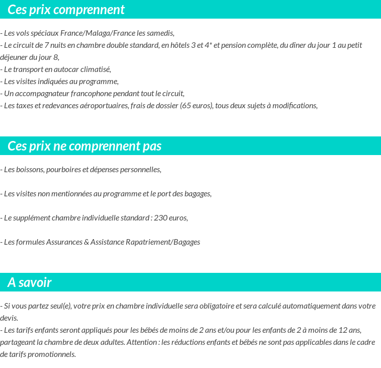 Conditions tarifaires