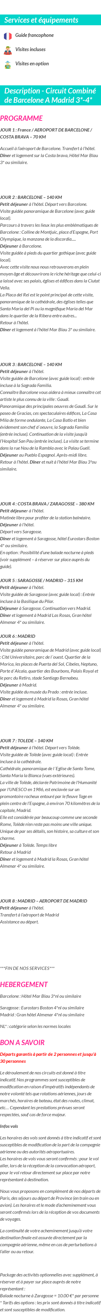 Détails du séjour