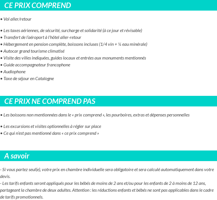 Conditions tarifaires