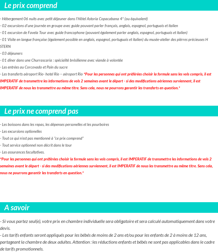 Conditions tarifaires