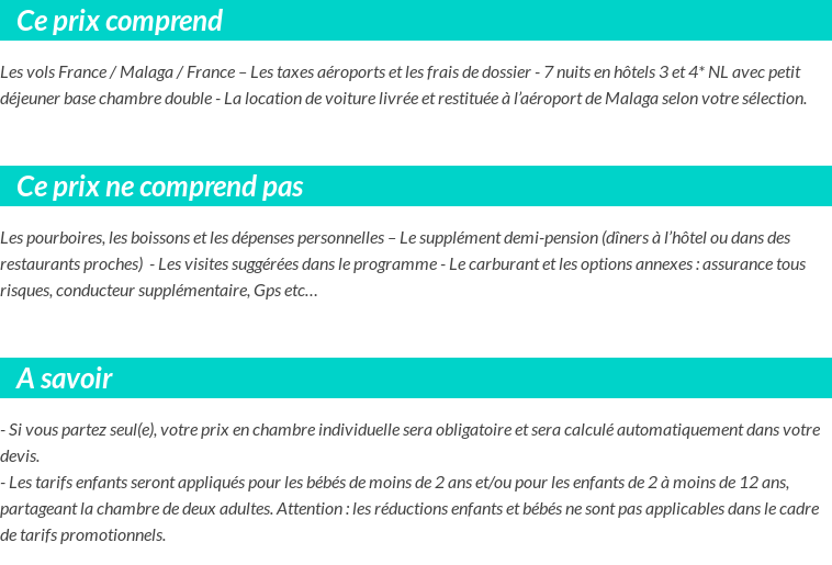 Conditions tarifaires