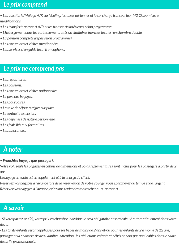 Conditions tarifaires