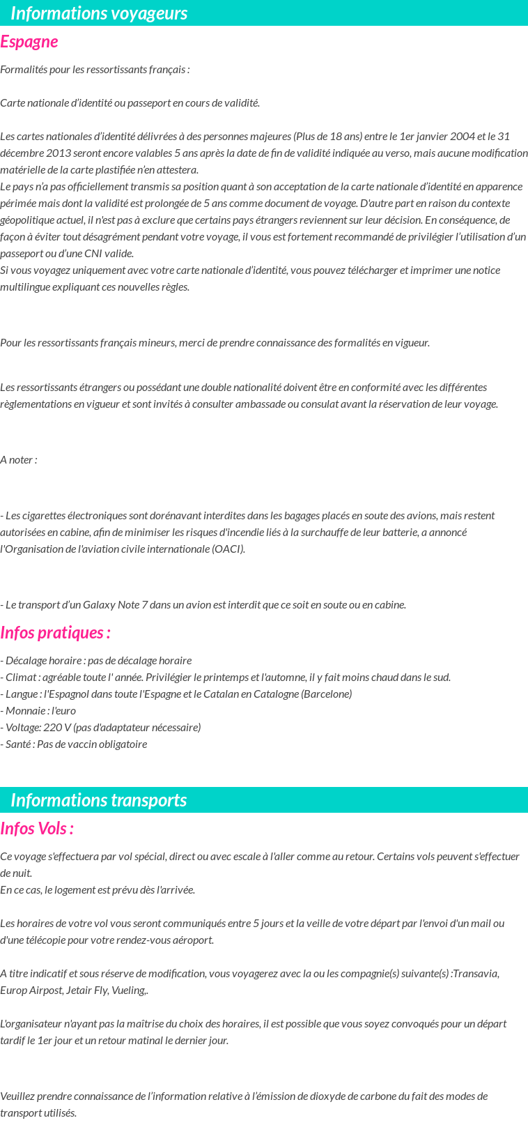 Formalités et infos voyageurs