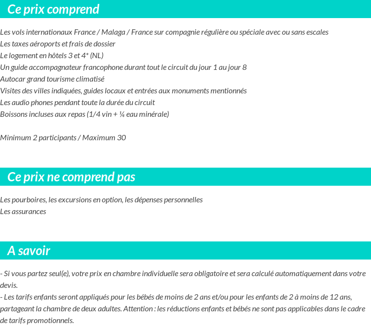 Conditions tarifaires