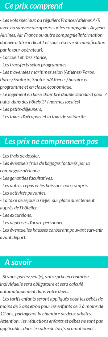 Conditions tarifaires