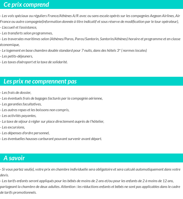 Conditions tarifaires