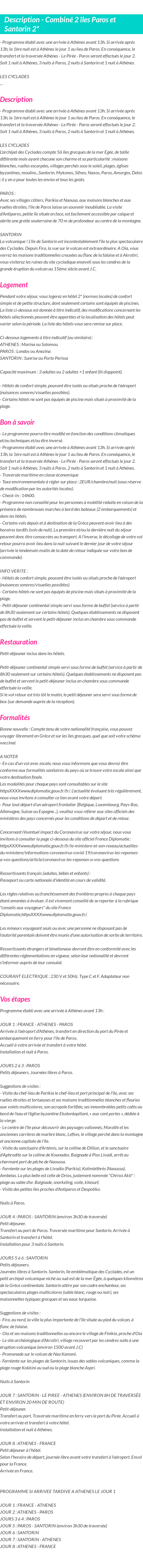 Détails du séjour
