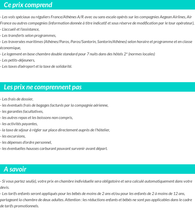Conditions tarifaires