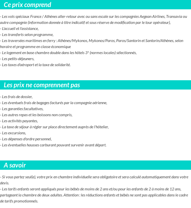 Conditions tarifaires