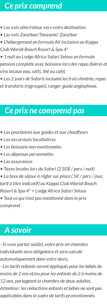 Conditions tarifaires