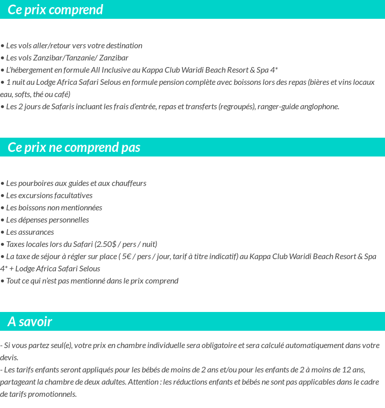 Conditions tarifaires