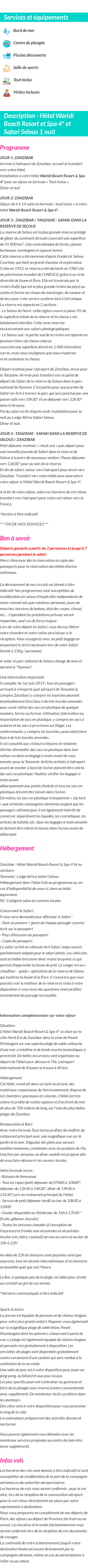 Détails du séjour