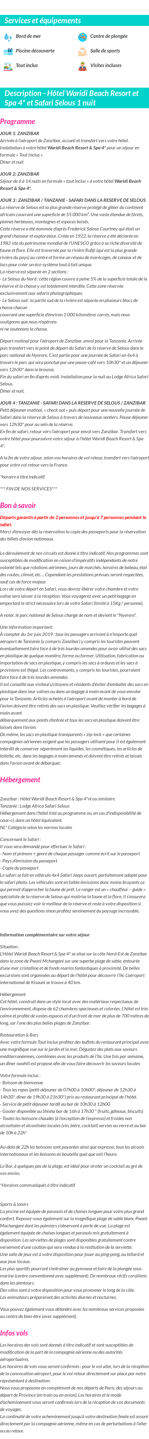 Détails du séjour