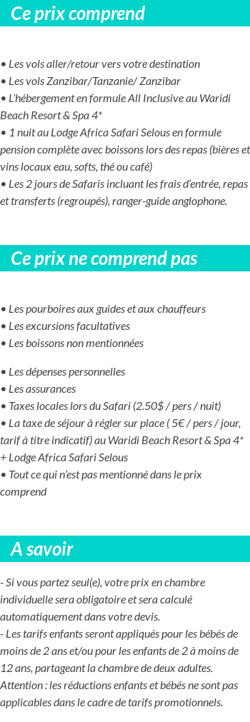 Conditions tarifaires