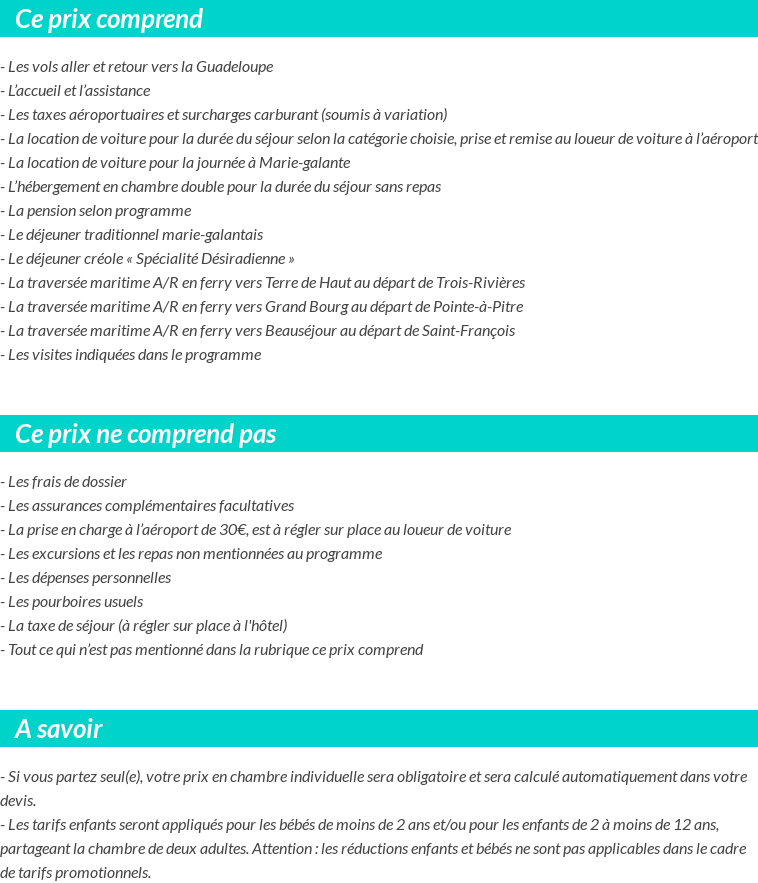 Conditions tarifaires