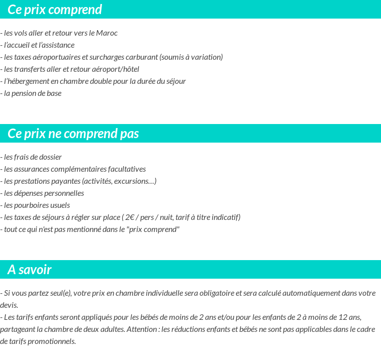 Conditions tarifaires