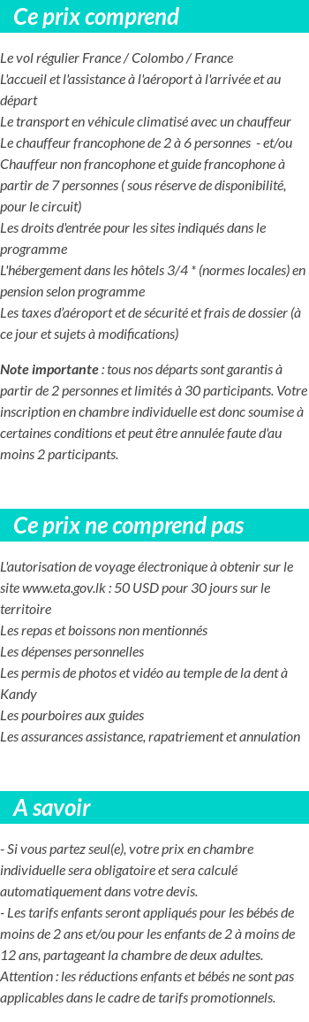 Conditions tarifaires