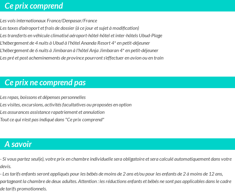 Conditions tarifaires